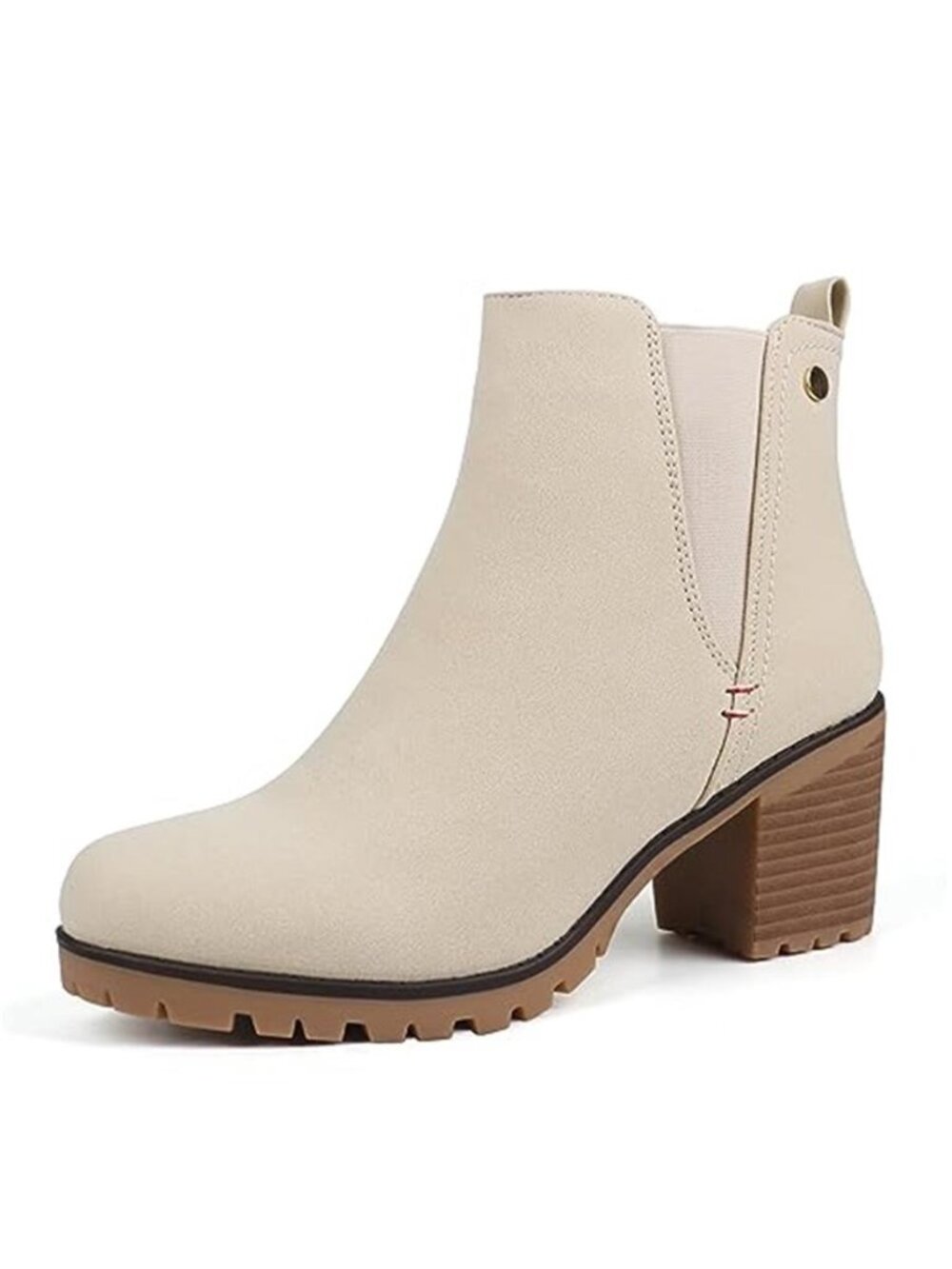 Womens Chelsea Boots Block Heel Slip On Ankle Booties Suede Casual Dress Shoes